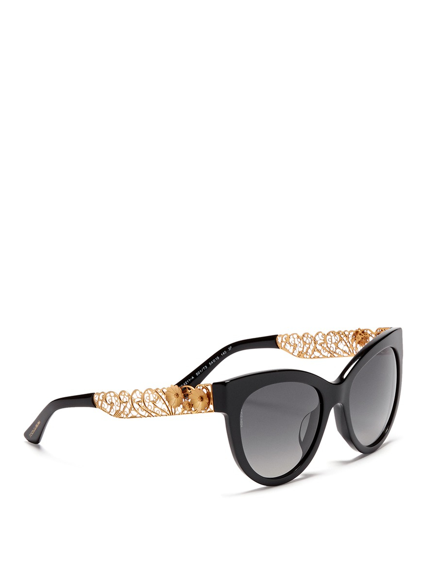Dolce & Gabbana Metal Lace Cat Eye Sunglasses in Metallic - Lyst