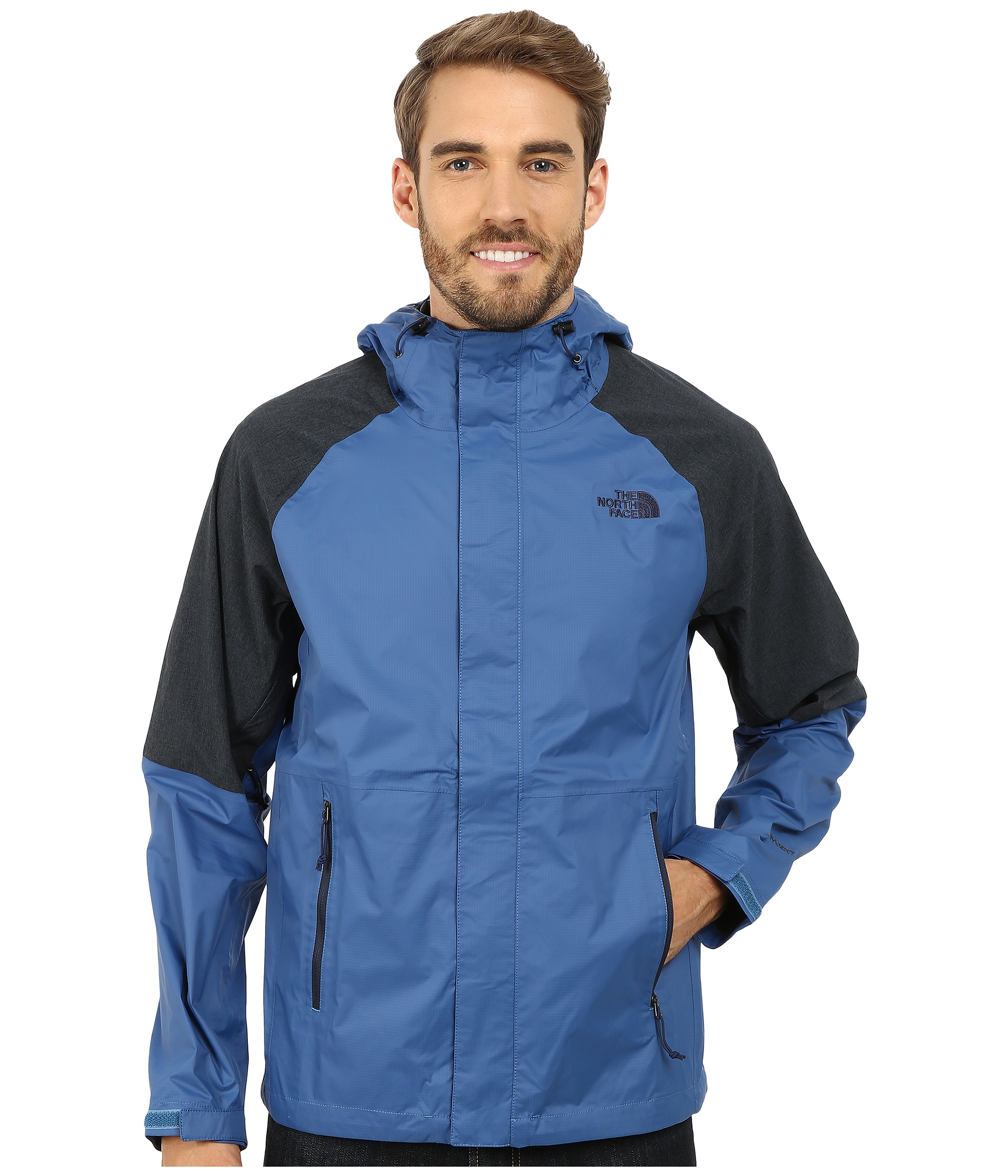 blue north face coat