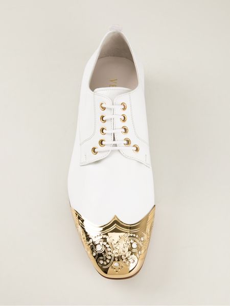 Versace Gold Point Shoes in White for Men