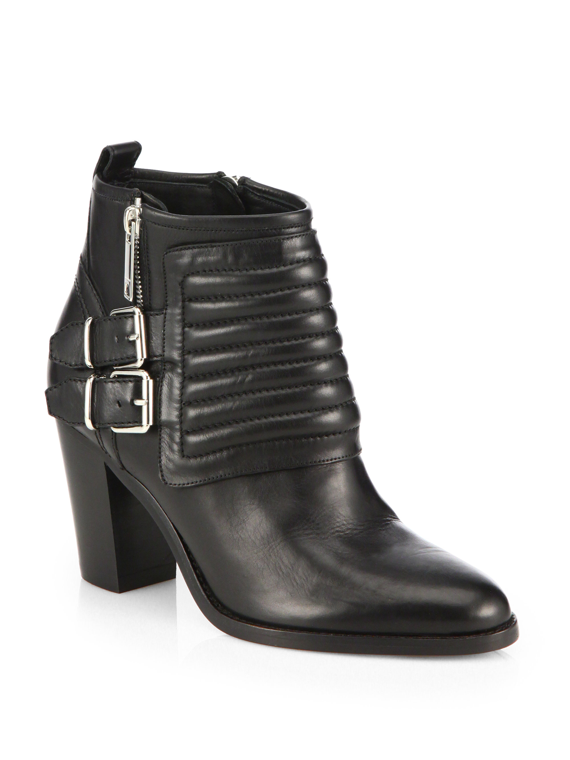 Lyst Burberry Hirshel Moto Ankle Boots in Black