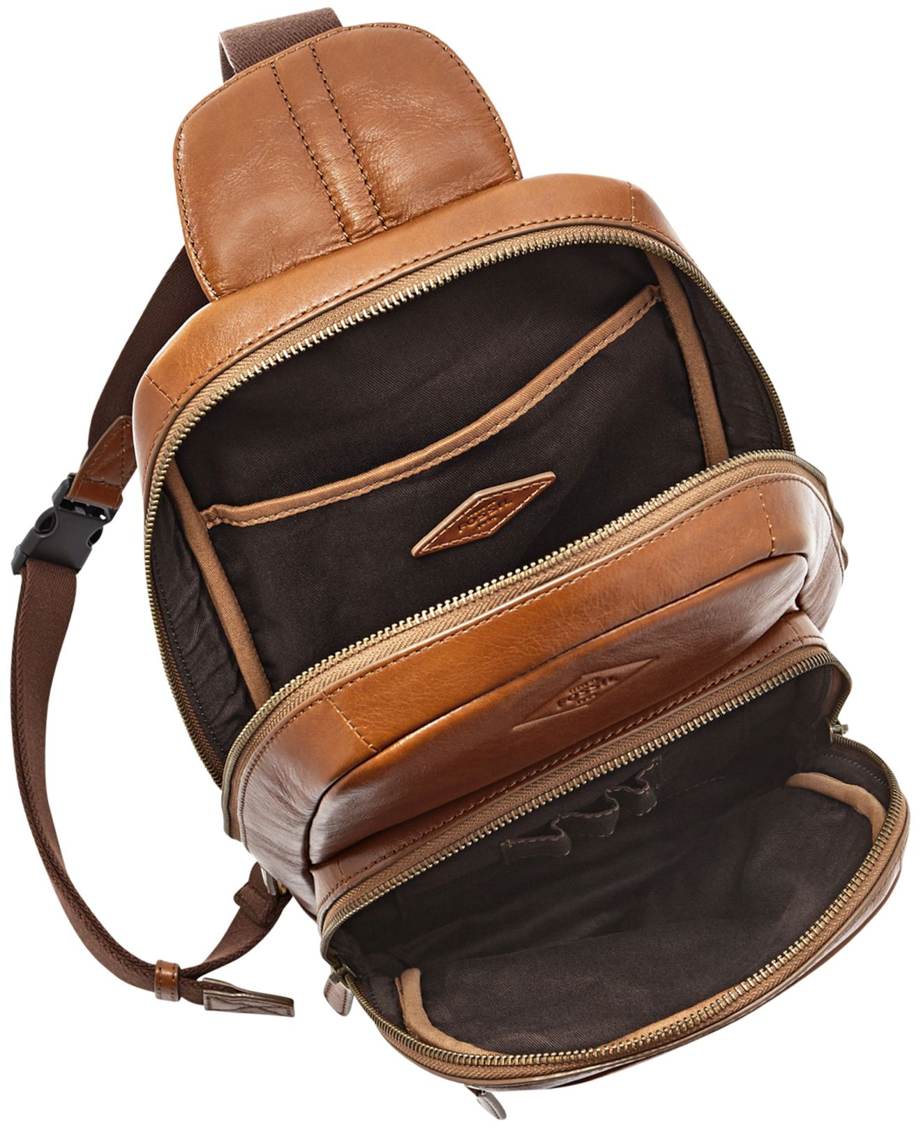 Fossil Mick Leather Slingpack Backpack in Brown for Men Lyst