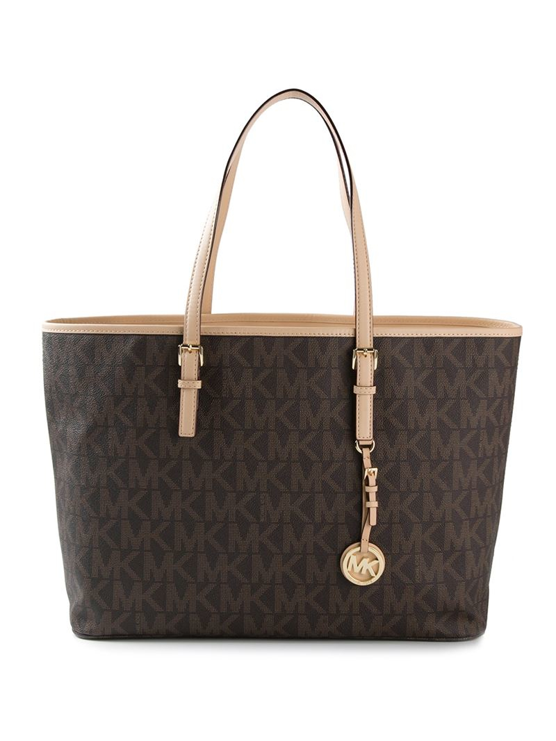 brown michael kors jet set tote