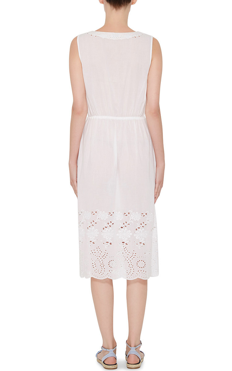 Lyst Suno White Cotton Embroidered Dress With Eyelet Detail In Pink Gallery