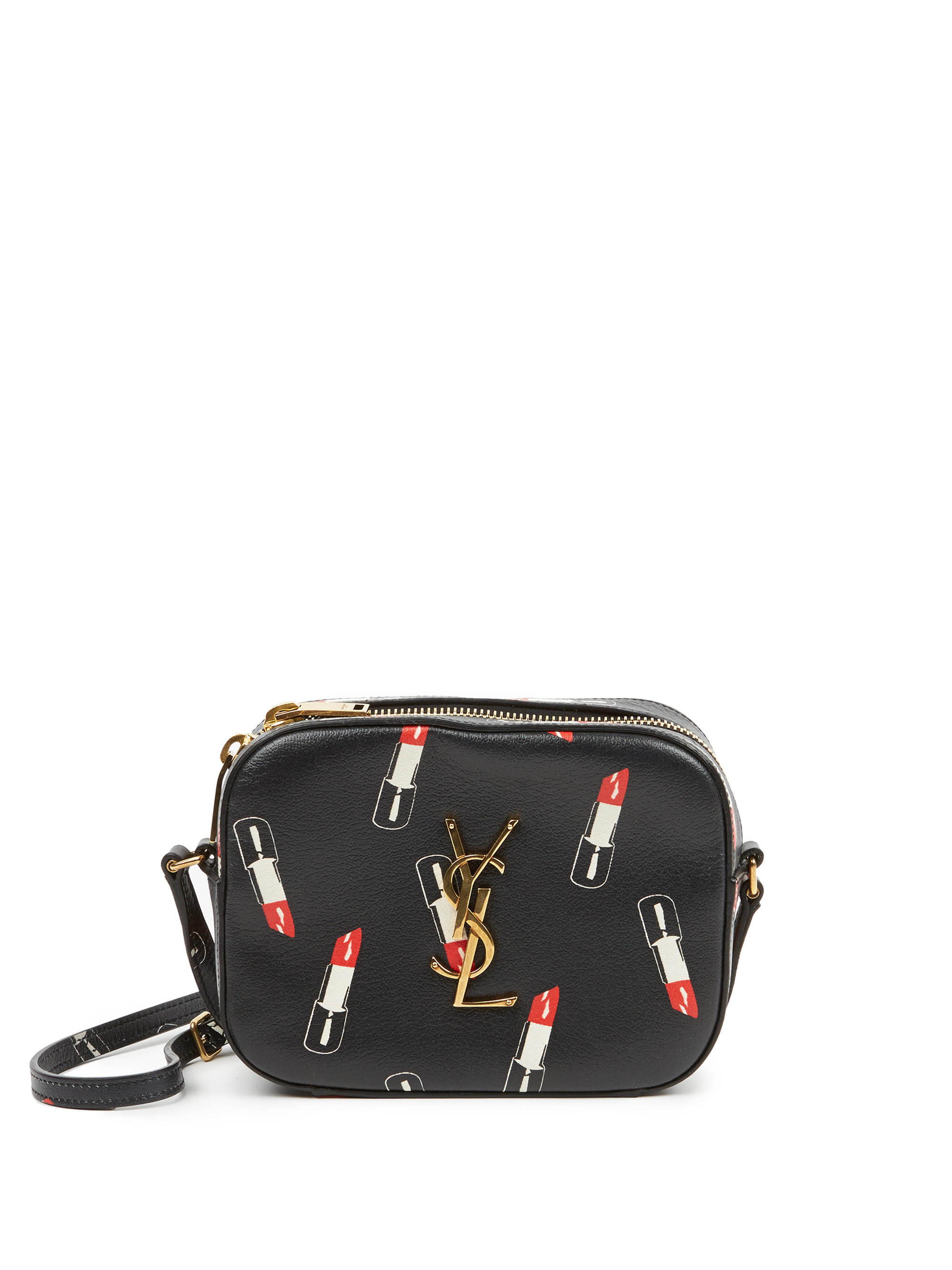 ysl replica handbags uk - monogram lipstick-print leather pouch, black