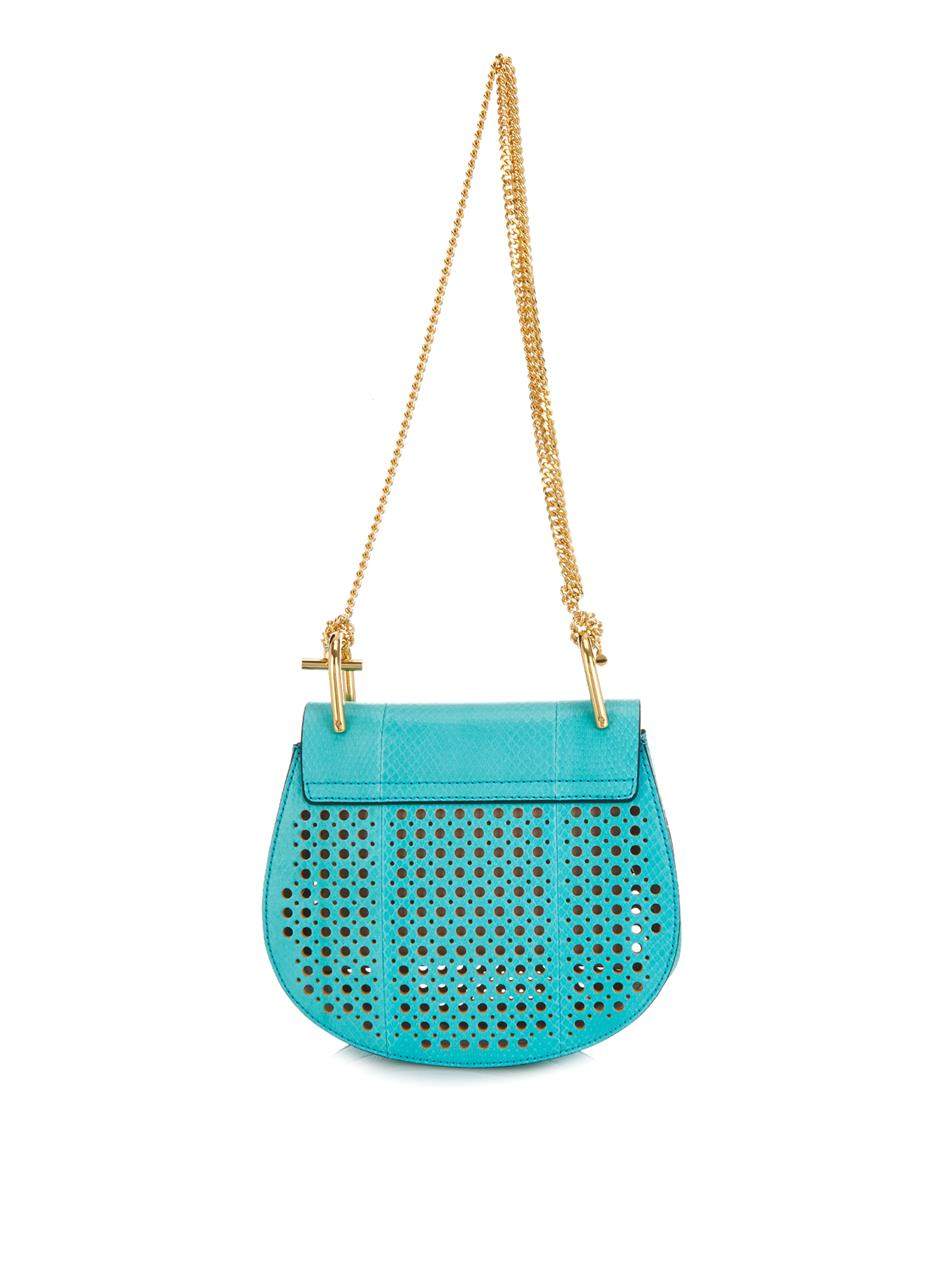 Chlo Drew Small Ayers Snakeskin Shoulder Bag in Blue | Lyst  