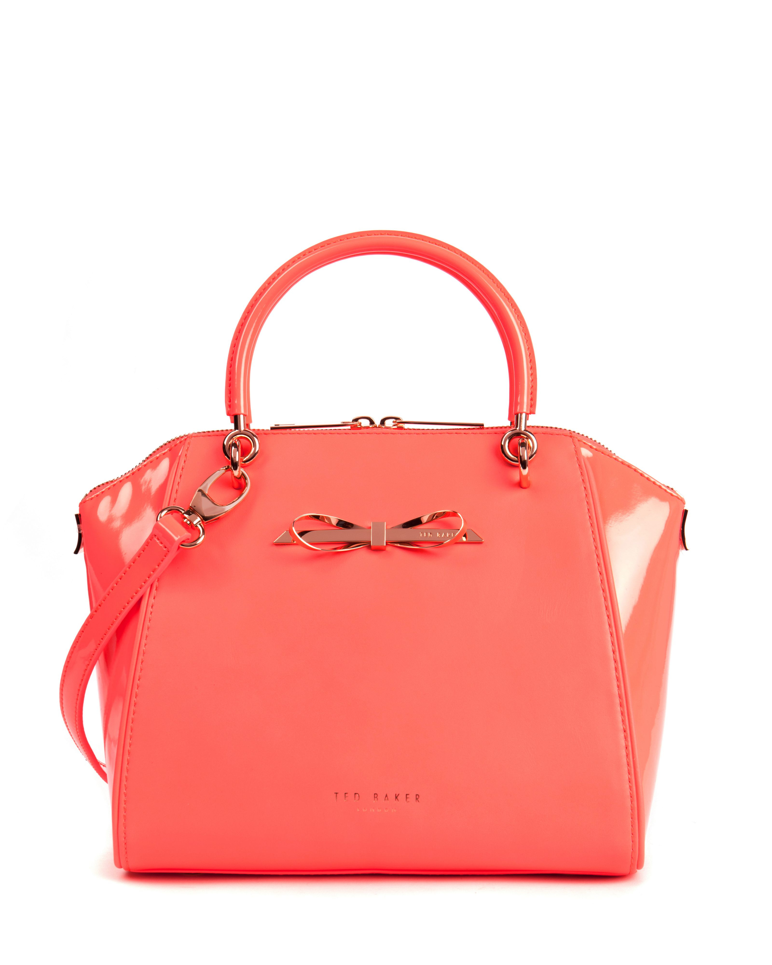 Ted baker Pailey Small Slim Bow Tote Bag in Orange | Lyst