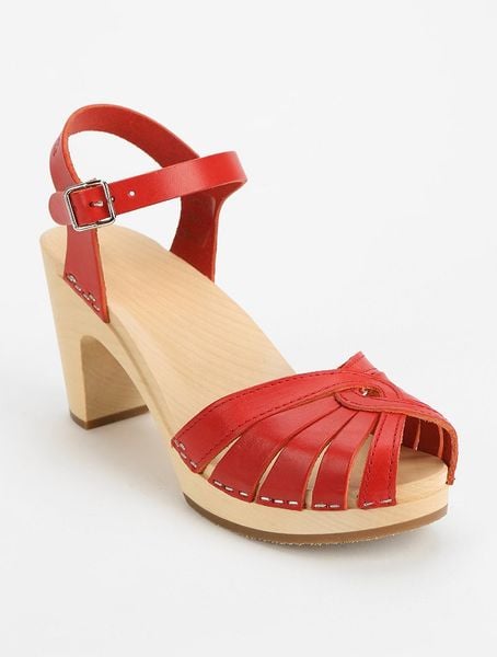 Swedish Hasbeens Fredrica Peeptoe Heeled Sandal in Red | Lyst