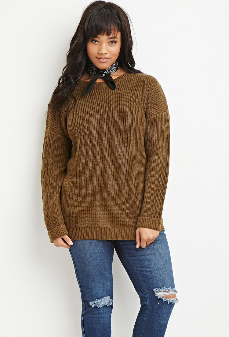 plus size waffle knit sweater