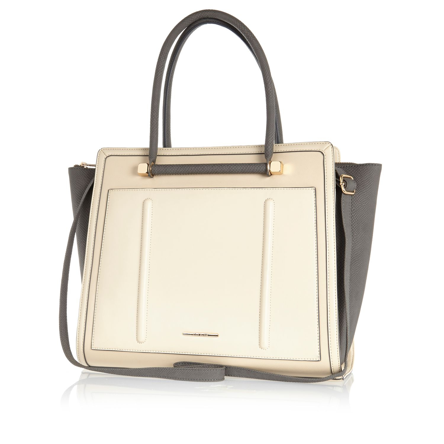 River Island Cream Color Block Winged Tote Bag in Beige (cream) | Lyst