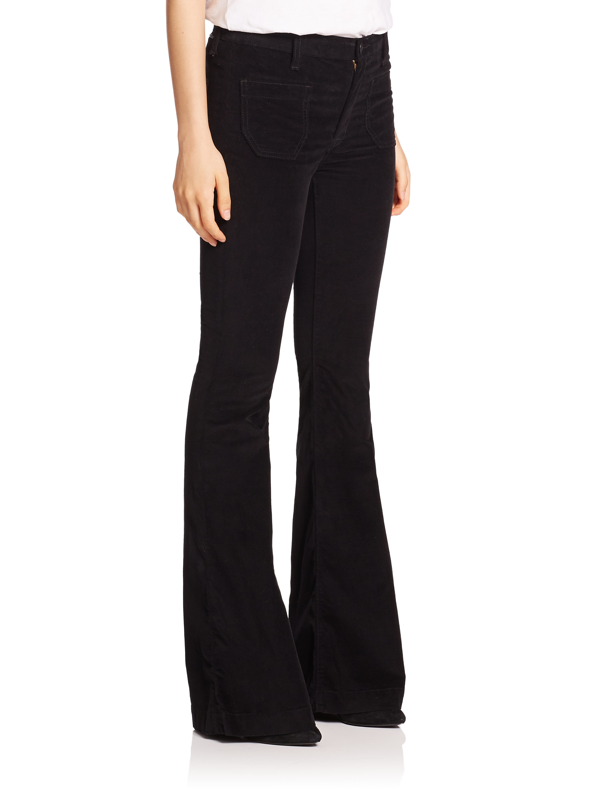 black corduroy flare pants