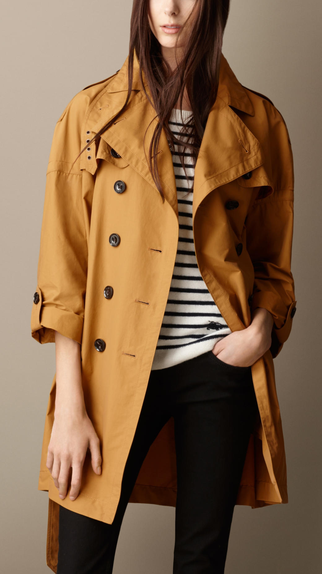 Lyst Burberry Long Dolman Sleeve Trench Coat In Yellow