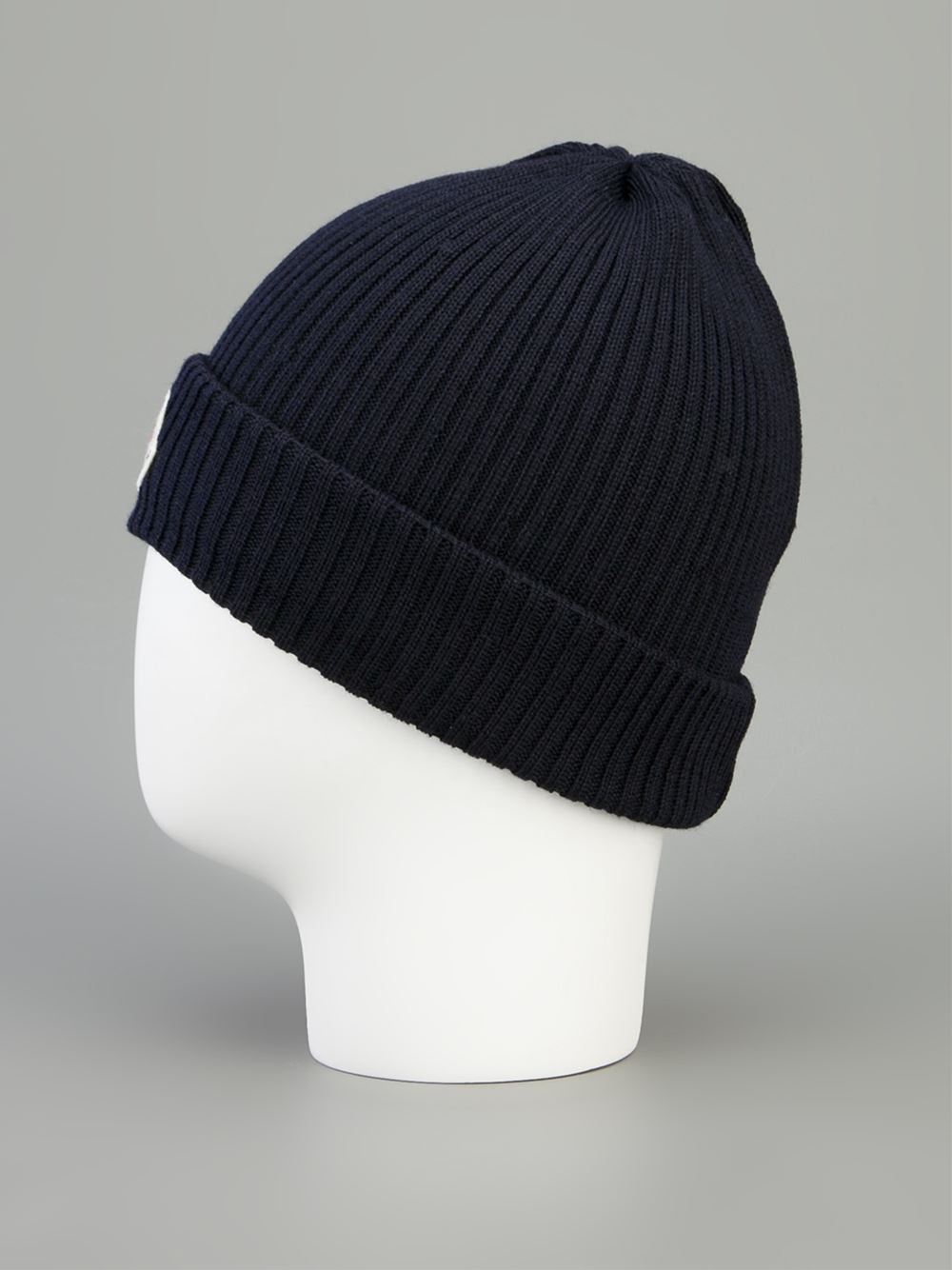 Moncler Branded Beanie Hat In Blue For Men Lyst