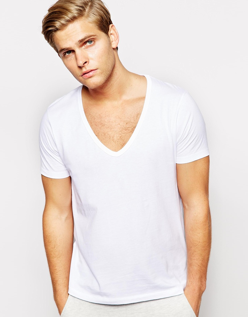 White t shirt mens v neck