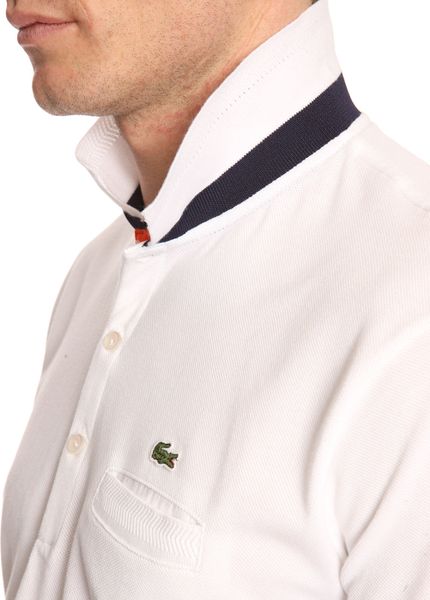 Lacoste Slim Fit Shortsleeved White Polo Shirt with Pocket Detail in ...