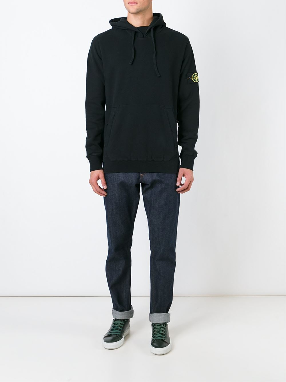 Download Stone Island Kangaroo Pocket Hoodie in Black for Men - Lyst