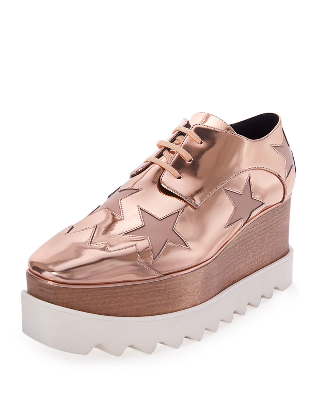 Stella mccartney Elyse Faux-Leather Platform Oxford Shoes in Gold ...