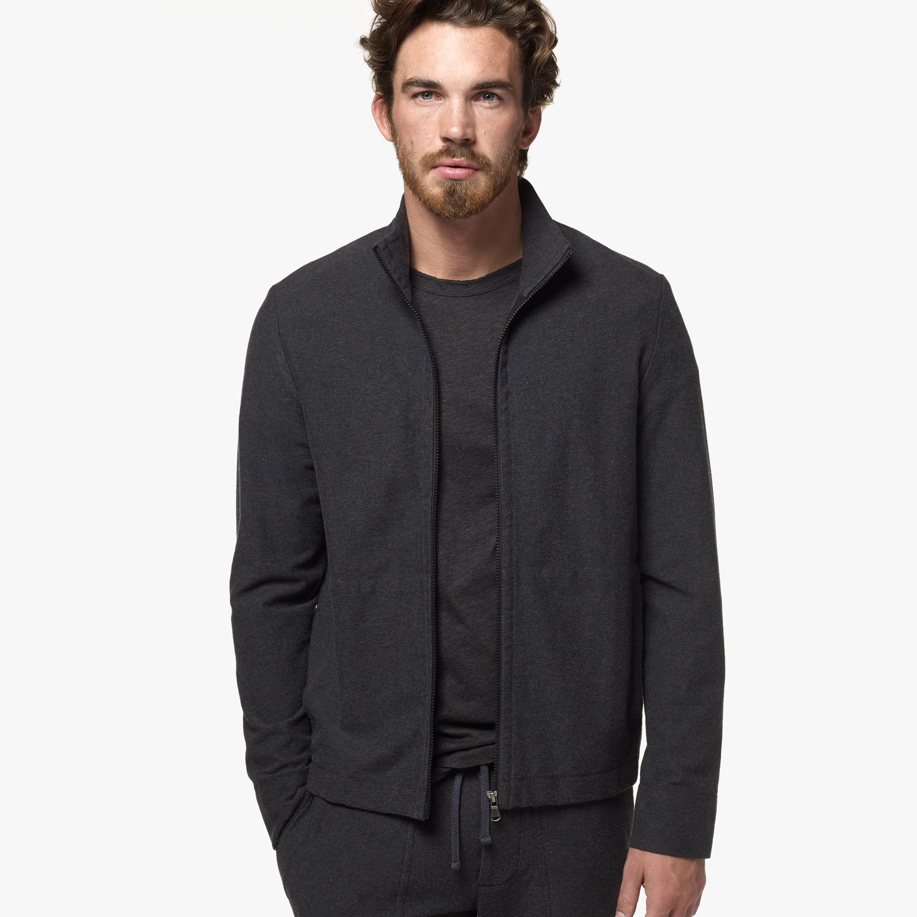 Lyst - James Perse Heathered Knit Zip-up in Gray for Men