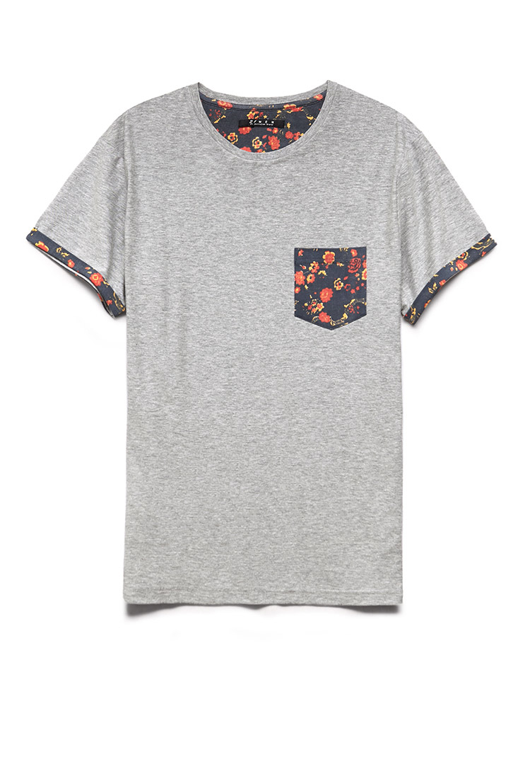 mens floral pocket t shirt