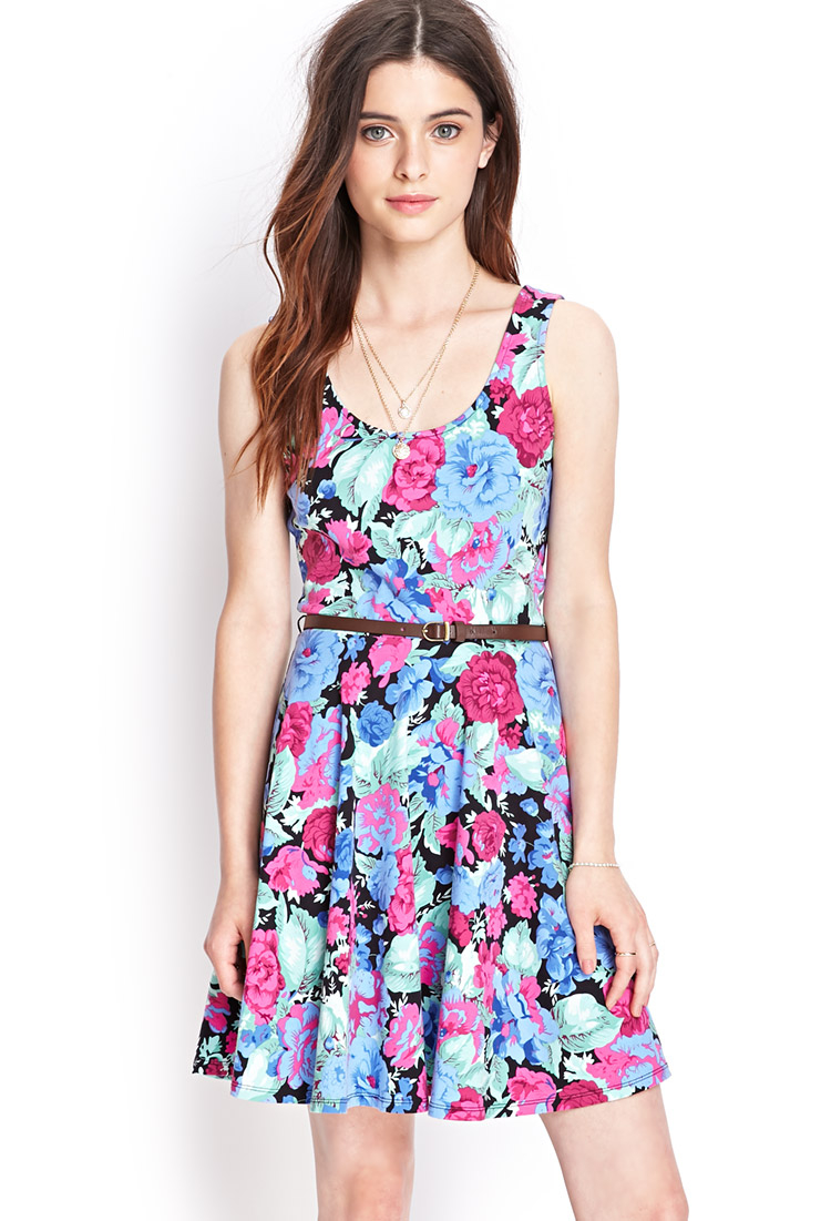 Forever 21 Floral Knit Skater Dress You've Been Added To The Waitlist ...