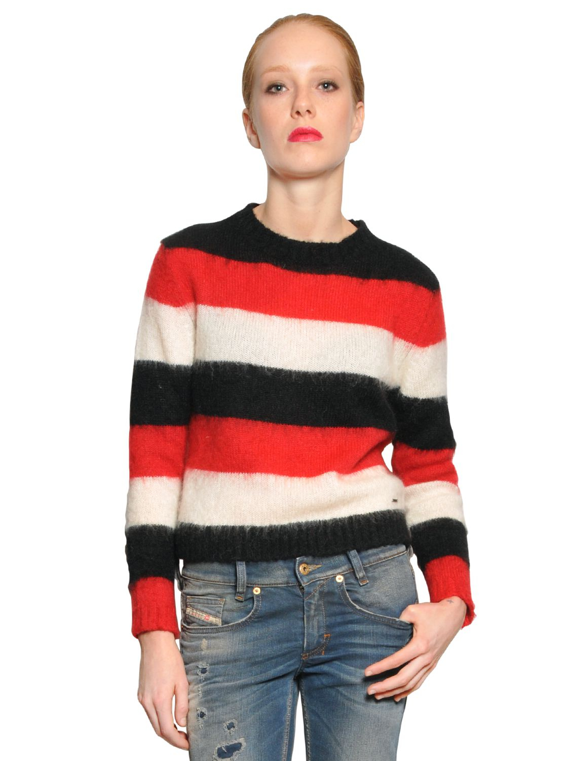 red and black striped sweater