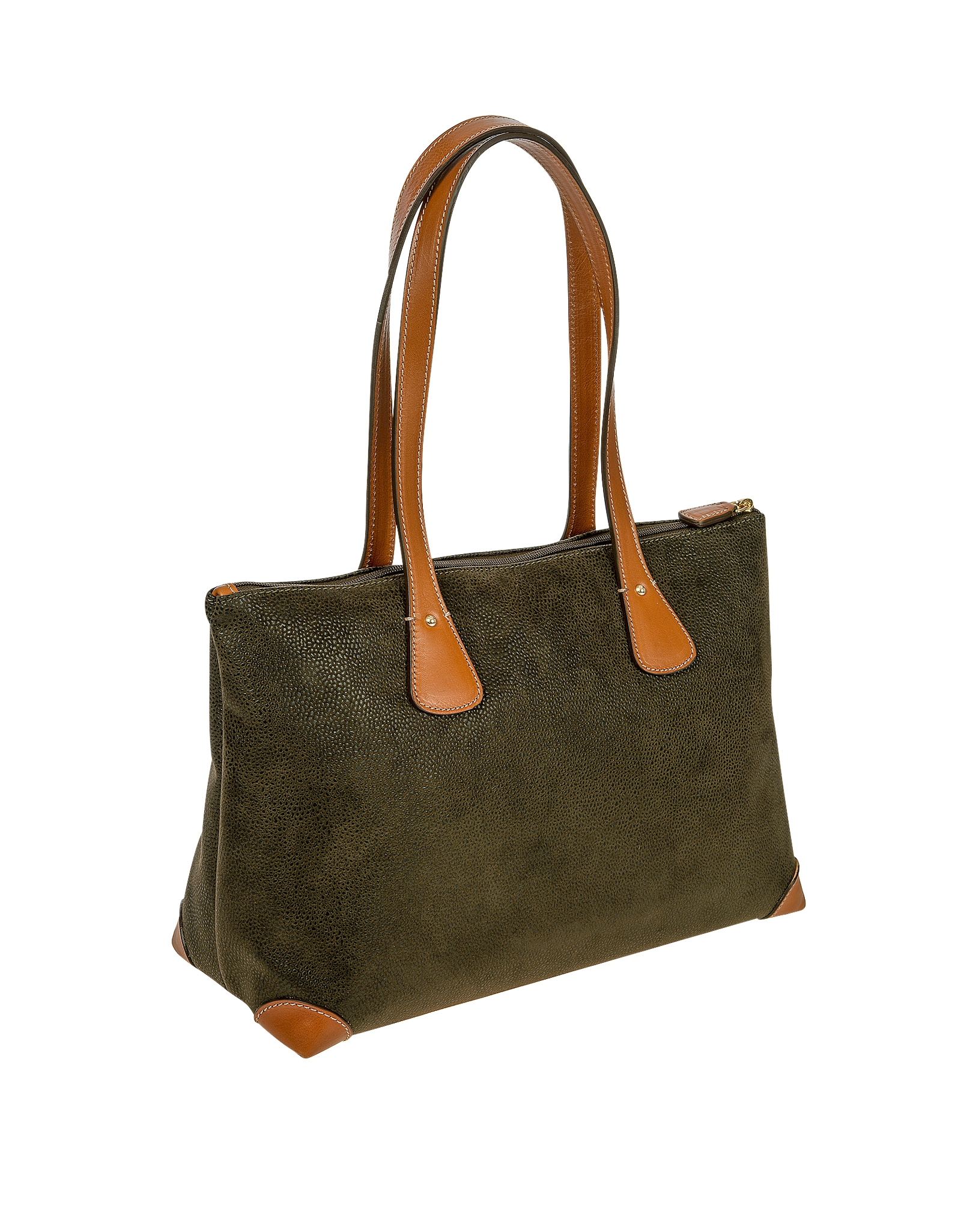 Bric's Life Medium Olive Green Micro Suede Tote Bag in Green | Lyst