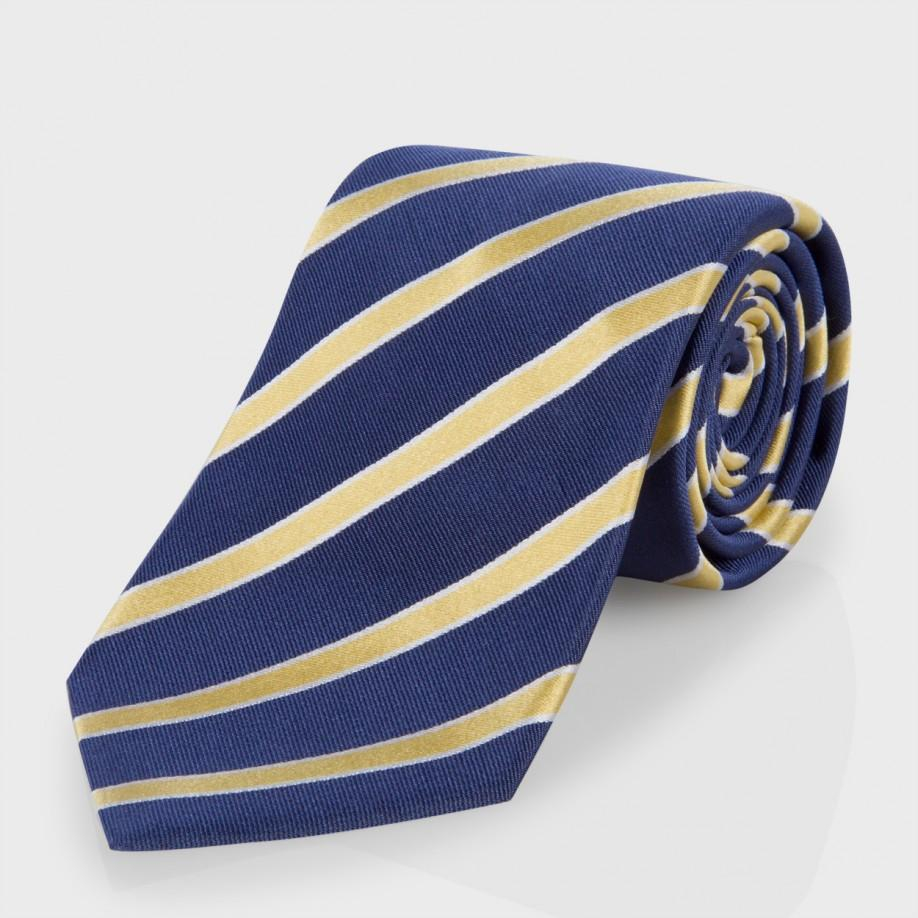 Paul smith Yellow And Navy Diagonal-Stripe Classic Silk Tie in Yellow ...