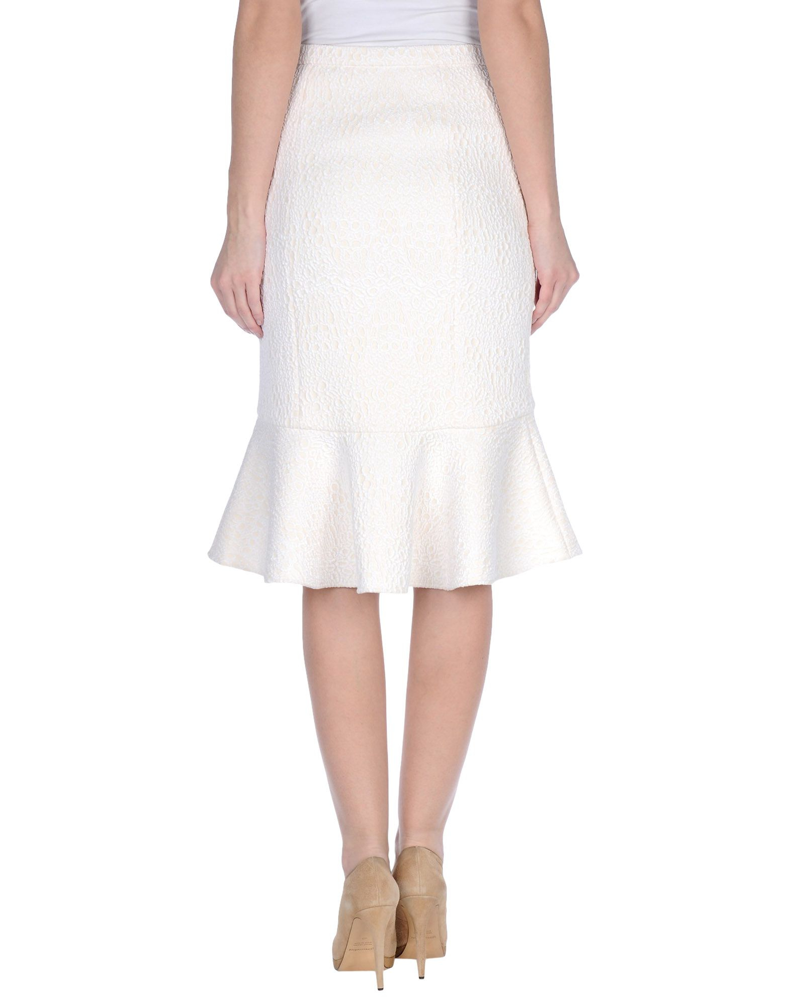 Lyst - Tibi Knee Length Skirt in White