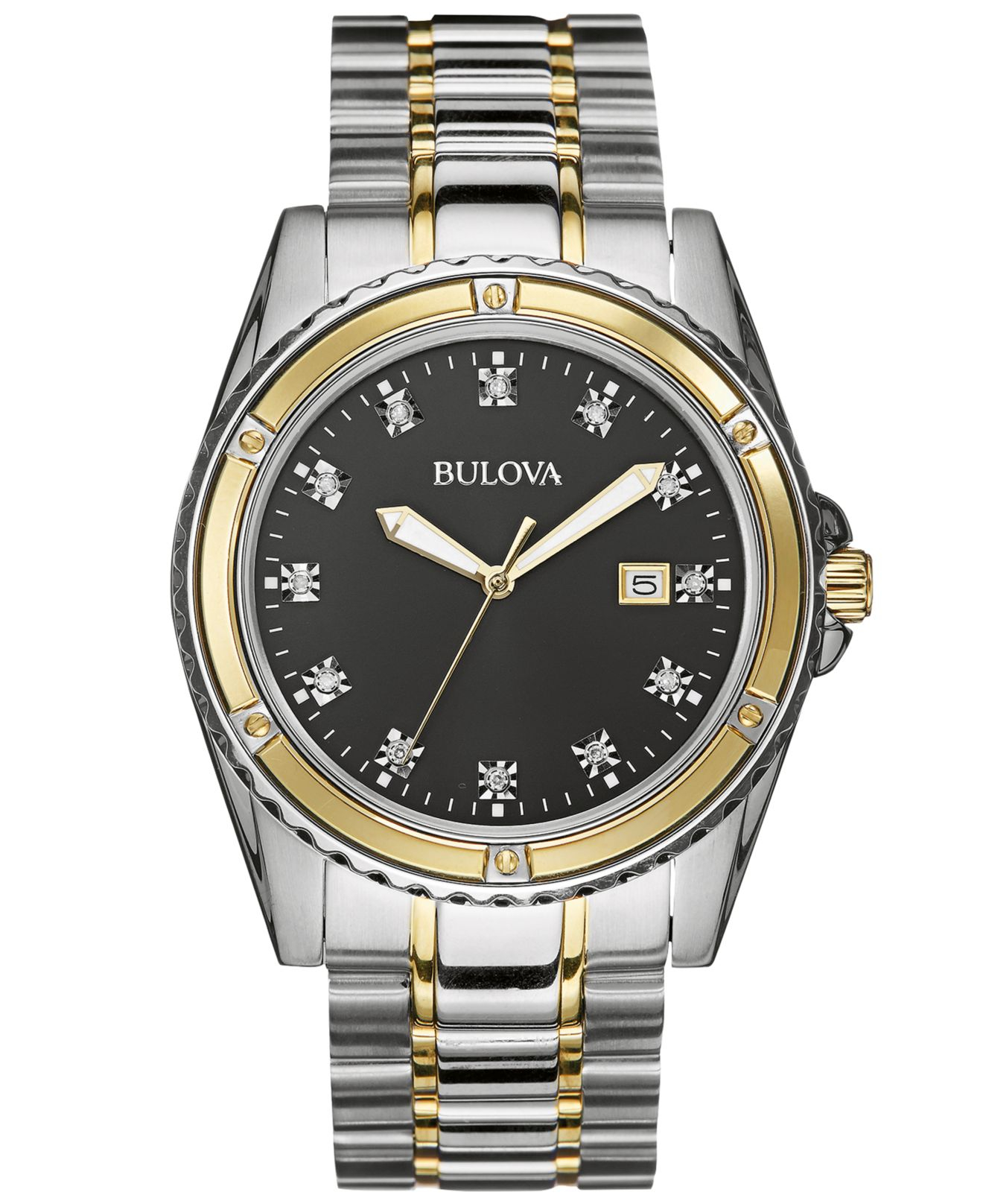 Bulova Men's Diamond Accent Two-tone Stainless Steel Bracelet Watch