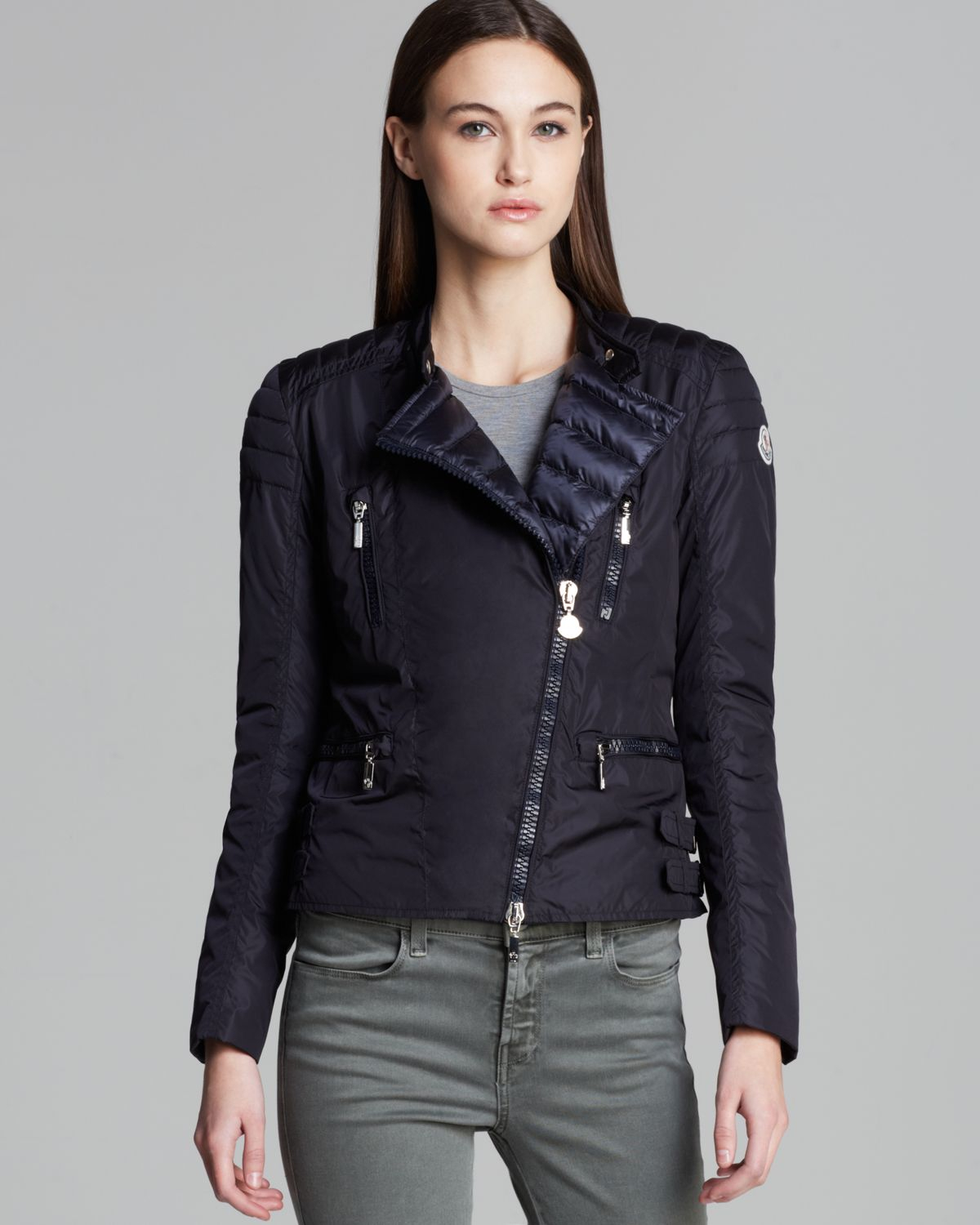 Lyst - Moncler Blet Moto Down Jacket in Black