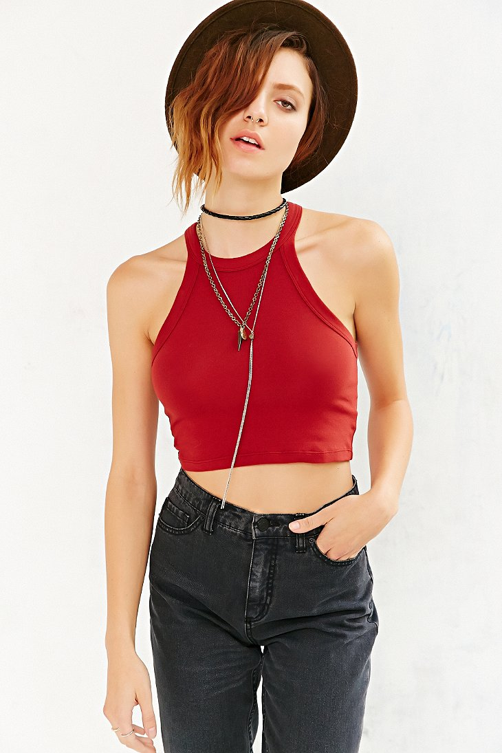 Lyst - Truly Madly Deeply Fitted Cropped Tank Top in Red