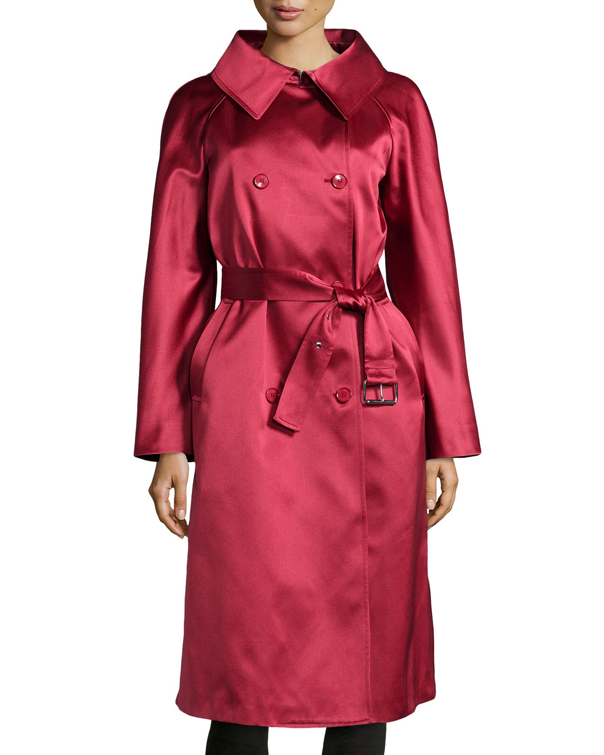 Michael Kors OversizedCollar Satin Trench Coat in Pink (rose) Lyst