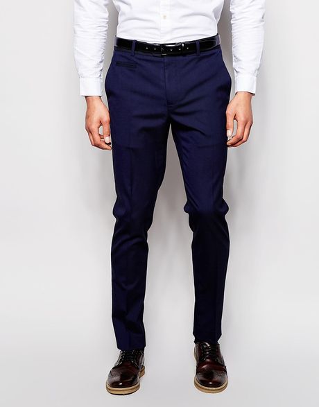 Asos Skinny Smart Trousers in Blue for Men (Navy) | Lyst