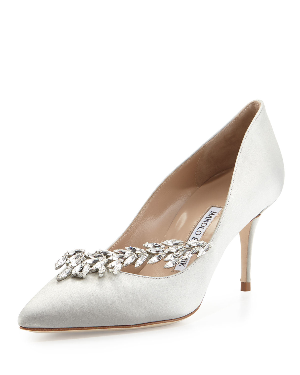 Lyst - Manolo Blahnik Nadira Satin Pumps in Metallic