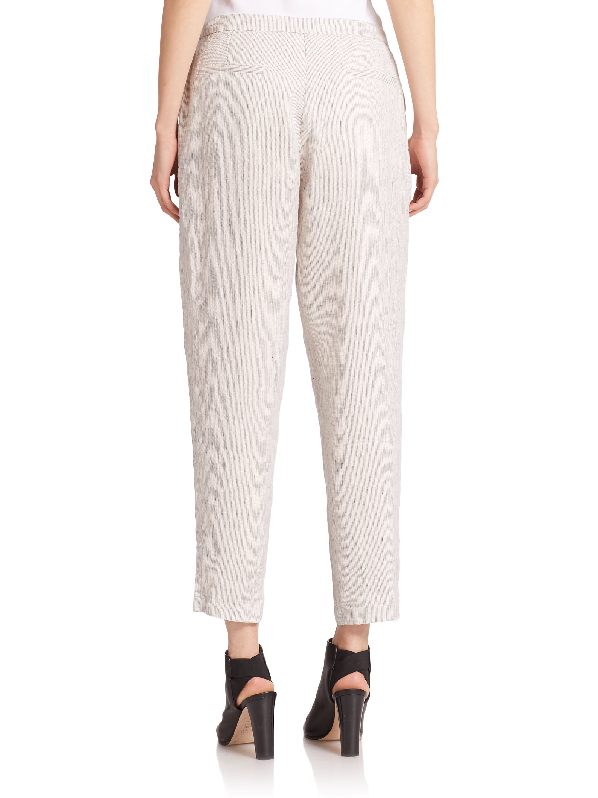 Lyst - Eileen Fisher Slub Linen Pants in White