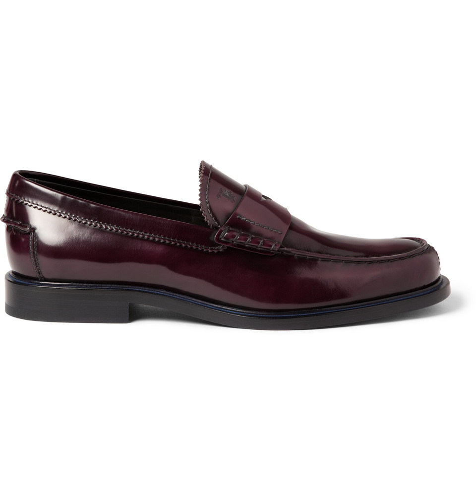 Tod's Polished-Leather Penny Loafers in Red for Men | Lyst