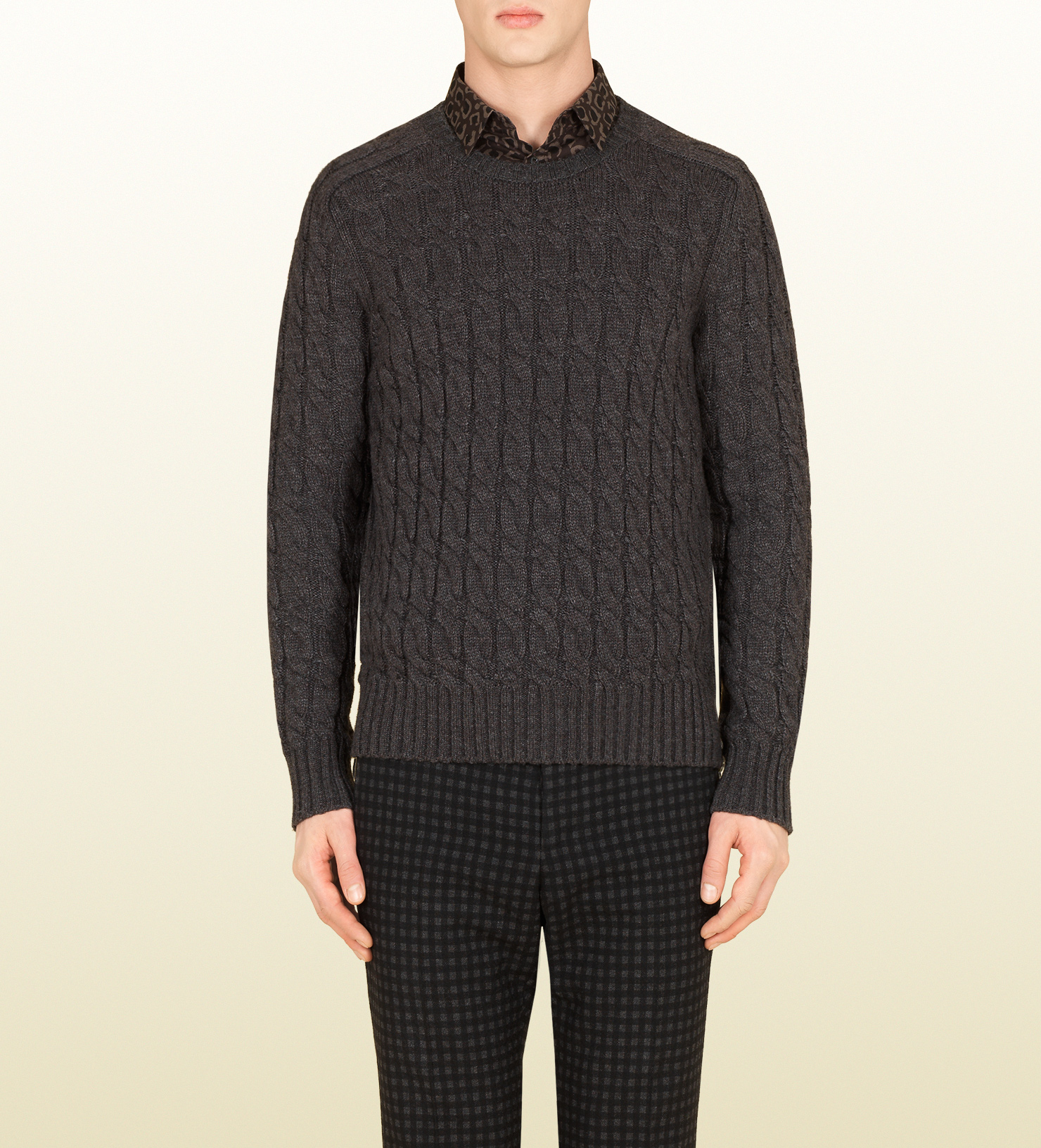Gucci Grey Cable Knit Sweater in Gray for Men | Lyst