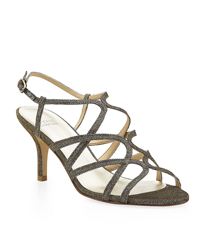 Stuart weitzman Turningup Strappy Glitter Sandal in Gray - Save 27% | Lyst