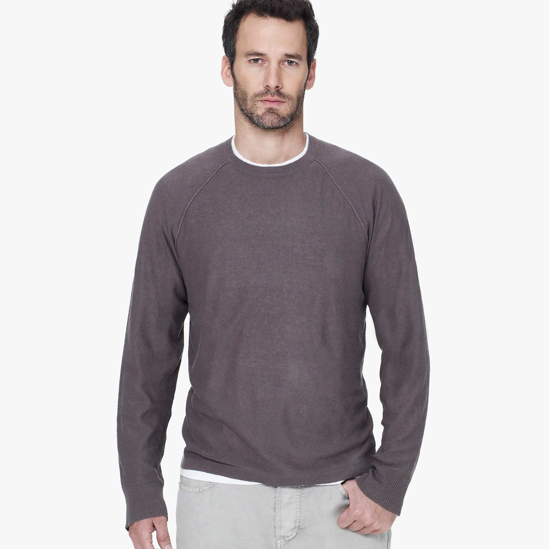 James perse Cotton Linen Raglan Sweater in Gray for Men (Ash) | Lyst