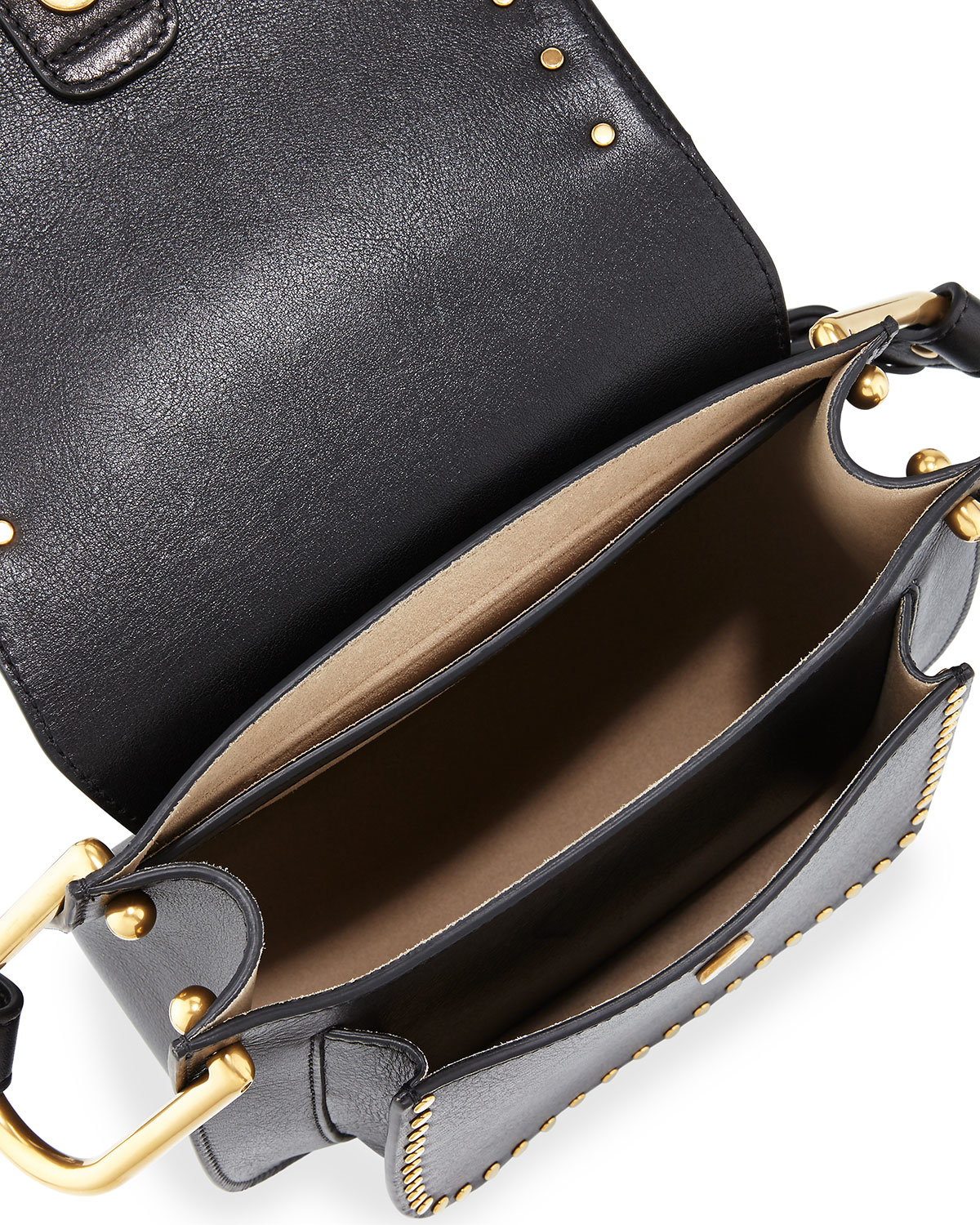 Chlo Hudson Large Studded Leather Saddle Bag in Black | Lyst