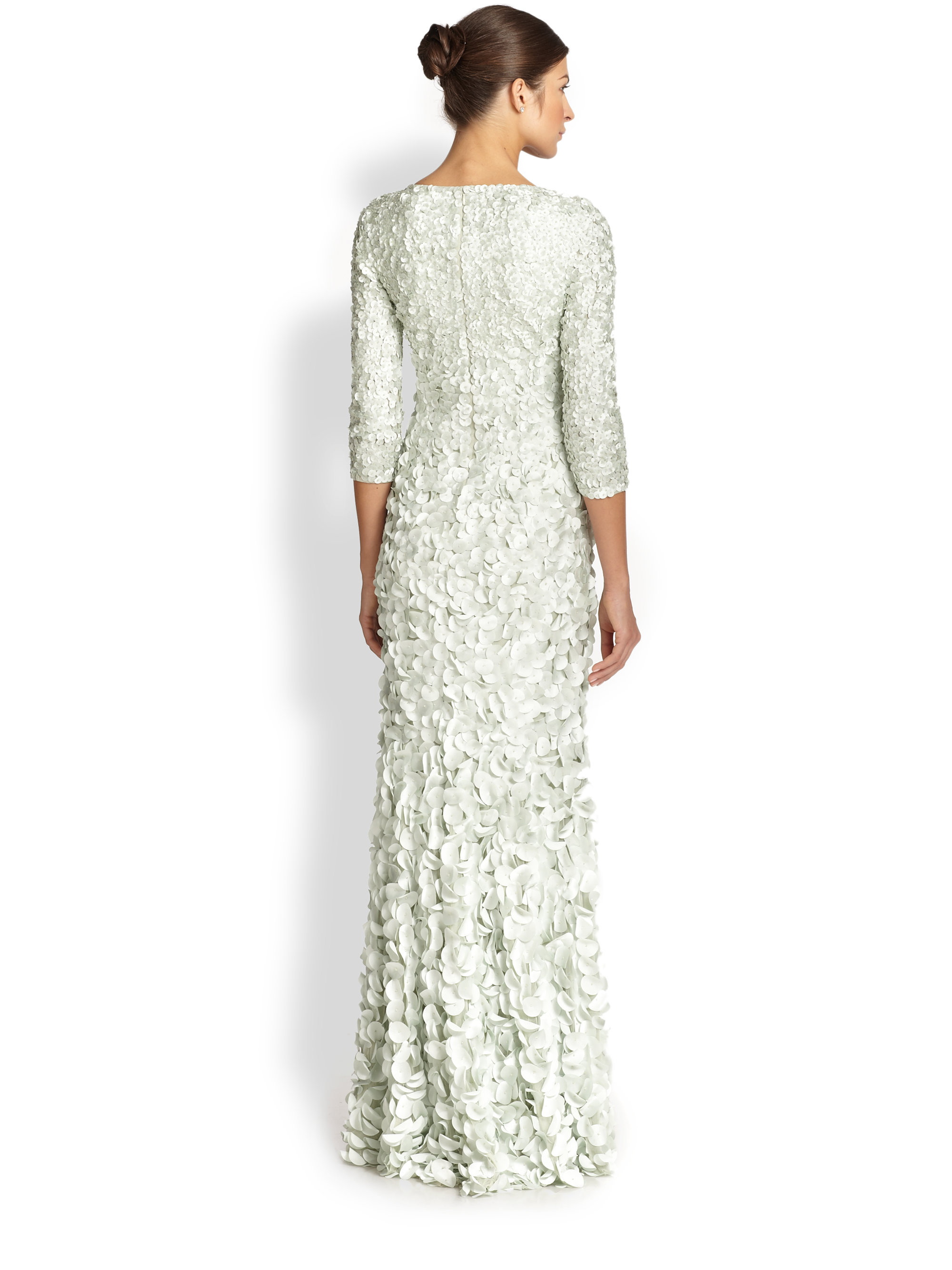 Lyst Theia Petal ThreeQuarterSleeve Gown in Green