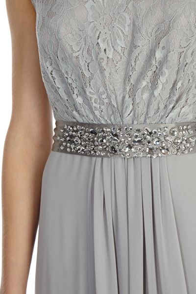 Coast Lori Lee Lace Maxi Dress in Silver (Metallics) | Lyst