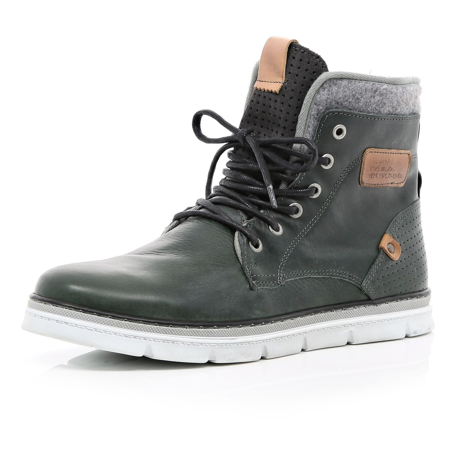 River Island Grey Contrast Panel Chunky Sole Boots in Gray for Men ...