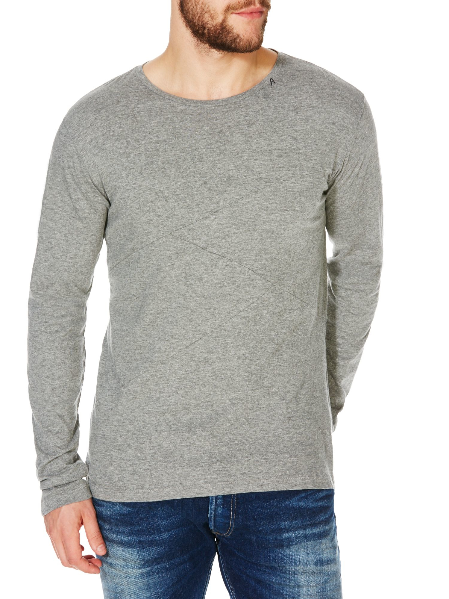 Replay Basic T-shirt, Long Sleeves,round Neck in Gray for Men (Grey) | Lyst