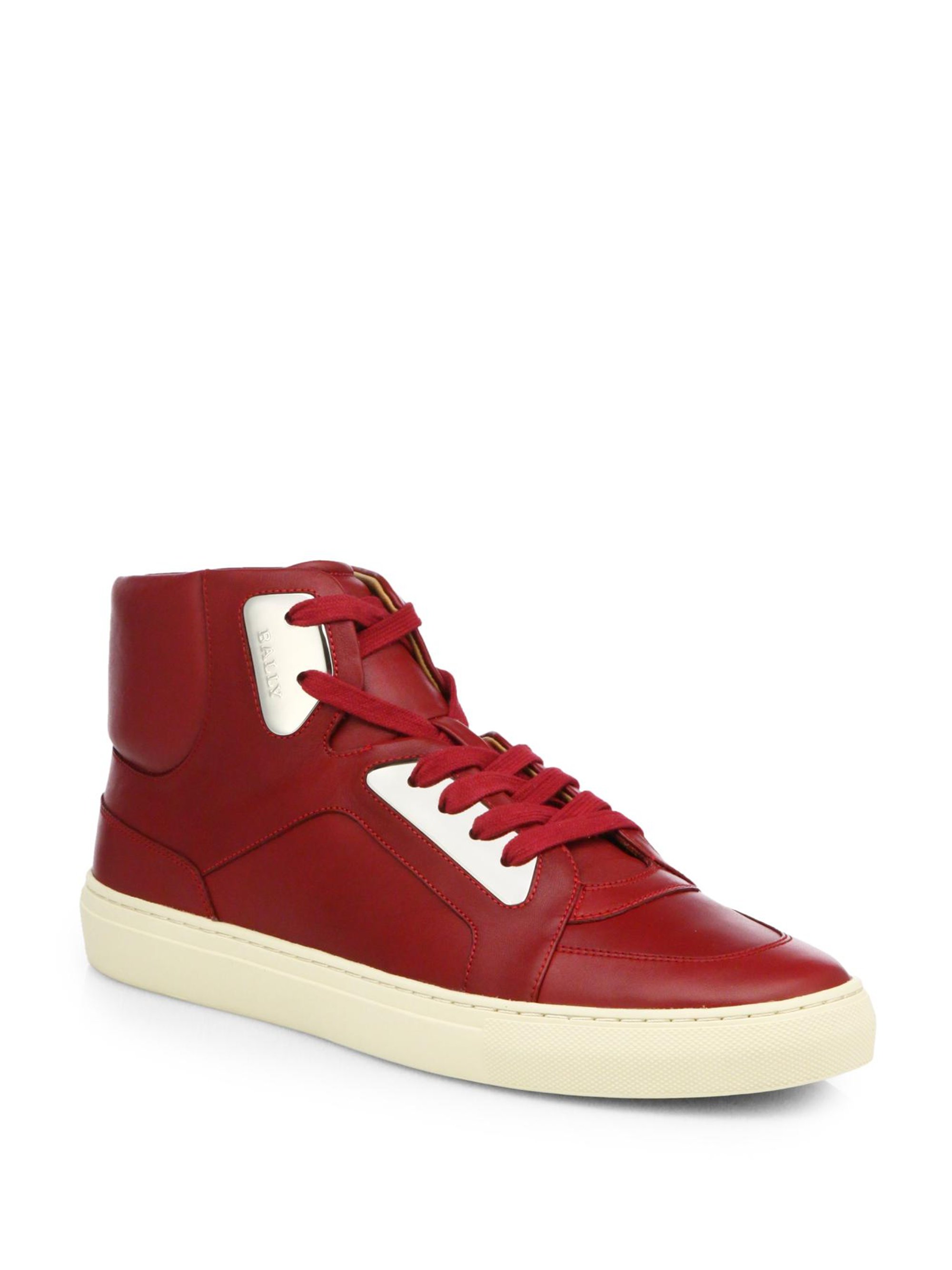 Bally Leather High-Top Sneakers in Red for Men (BALLY-RED) | Lyst
