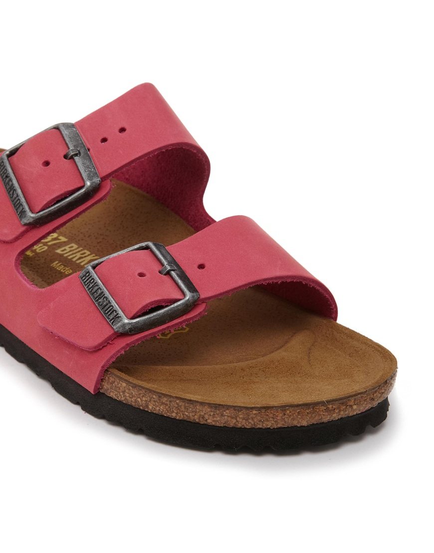 Lyst - Birkenstock Arizona Leather Pink Nubuck Flat Sandals in Pink