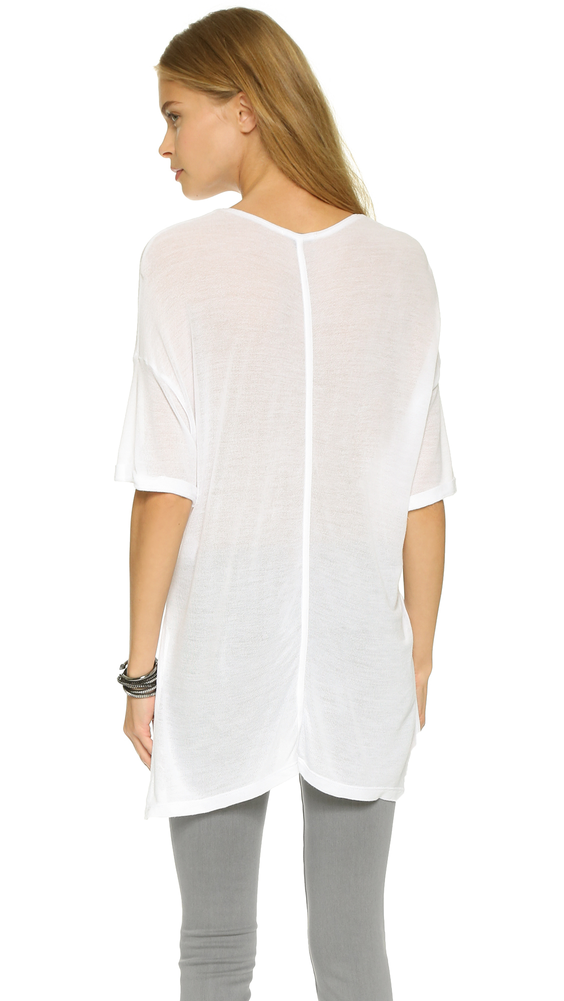 Lyst Frame Le Boyfriend V Neck Tee Blanc in White