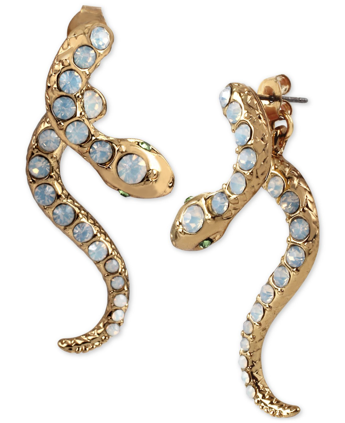 Betsey johnson Gold-tone Iridescent Stone Snake Front And Back Earrings ...