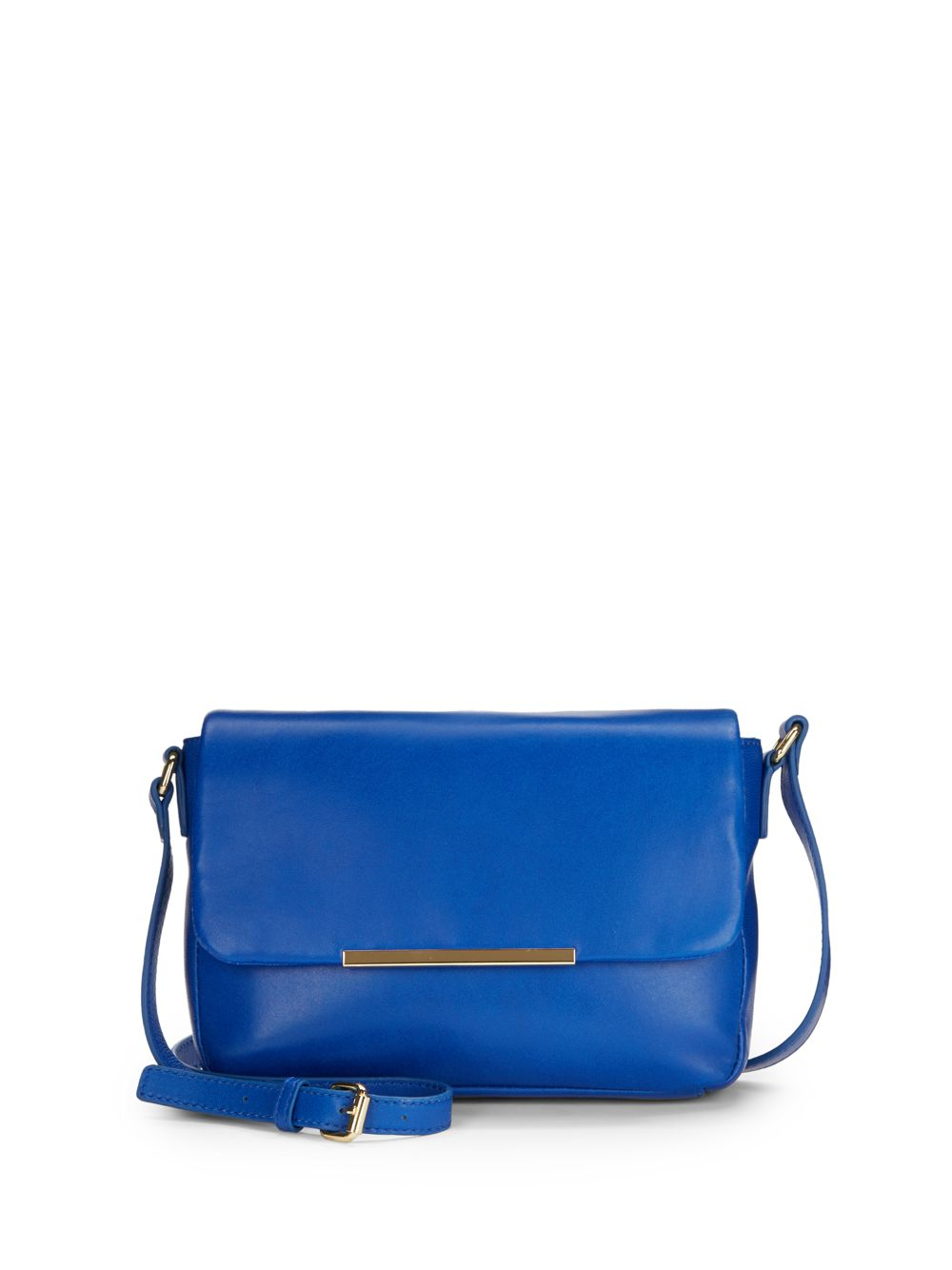 Saks Fifth Avenue Black Metal Bar Leather Crossbody Bag in Blue | Lyst