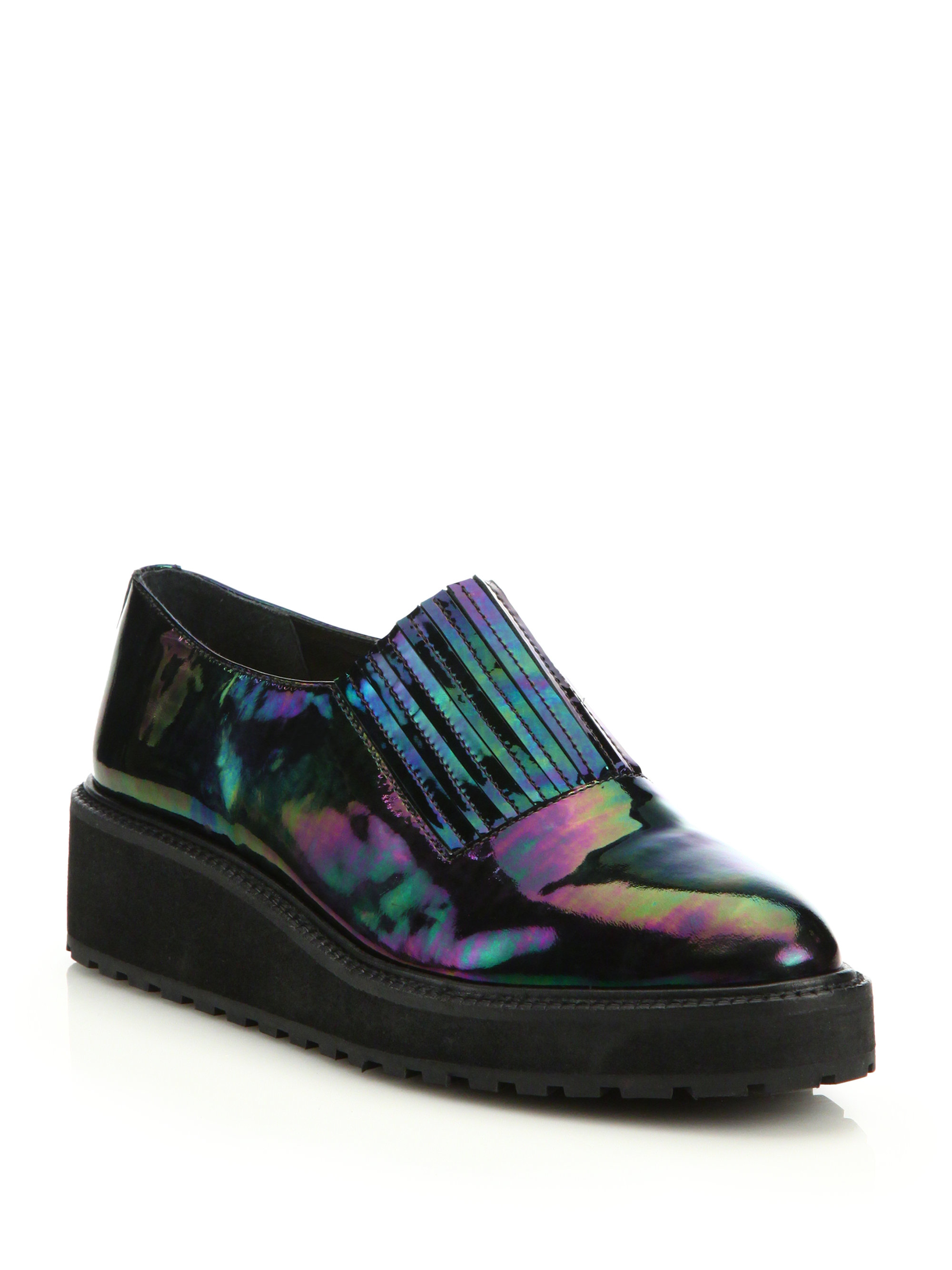 faux patent leather platform oxfords