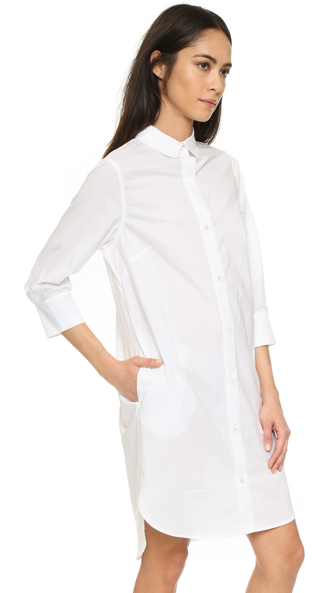 Frame Le Poplin Shirt Dress in White | Lyst